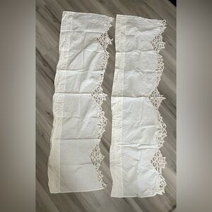 100% Cotton 16x60 European Balance Set (2) Off White Intricate Design Vintage